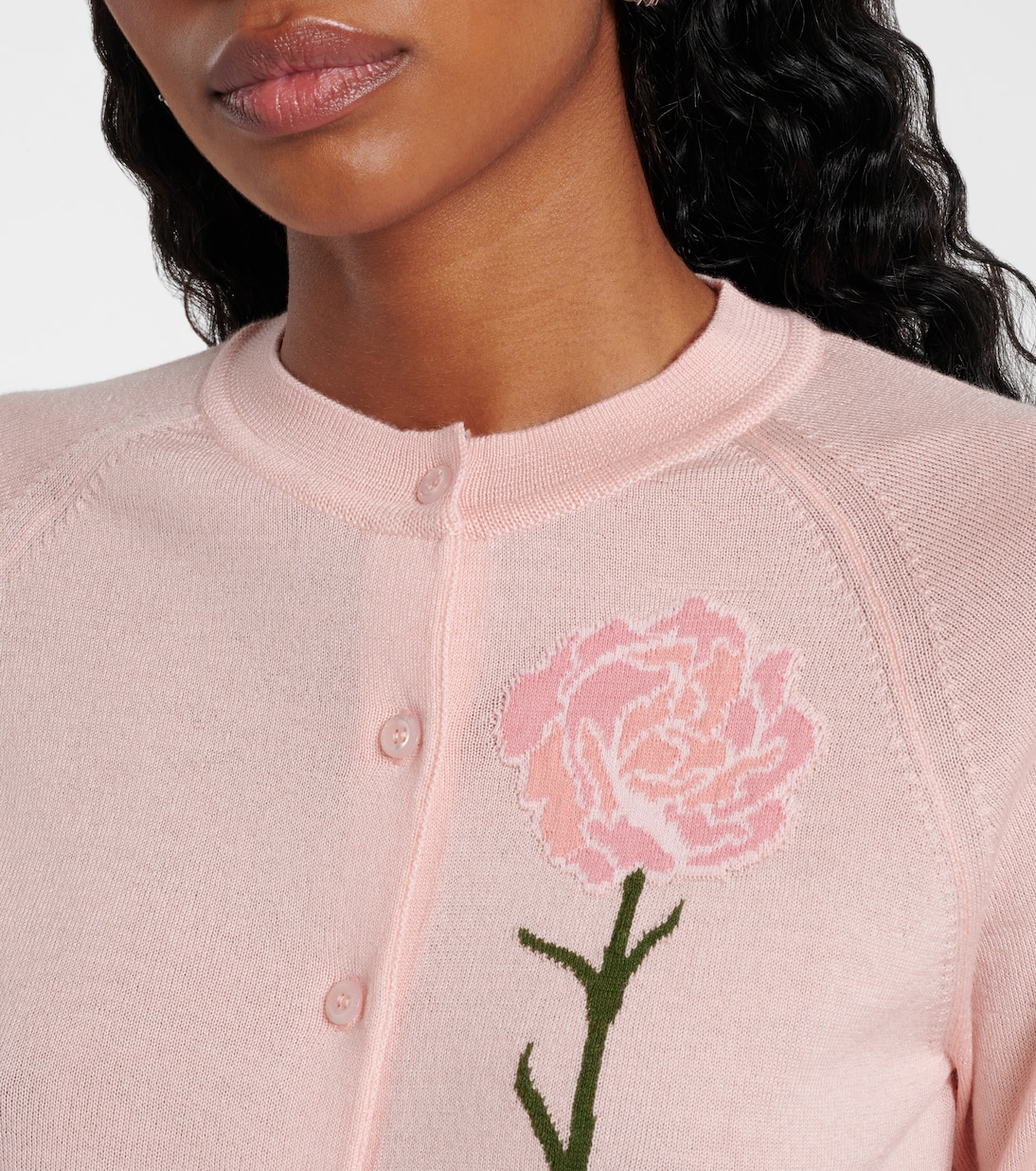 Cardigan in lana e seta con intarsi | Simone Rocha