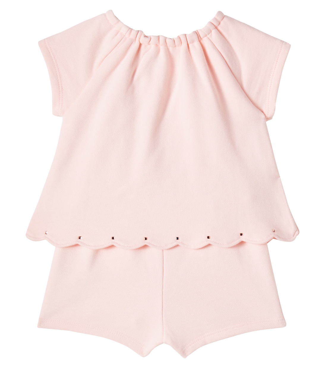Baby - Jumpsuit corta in cotone con logo | Chloé Kids
