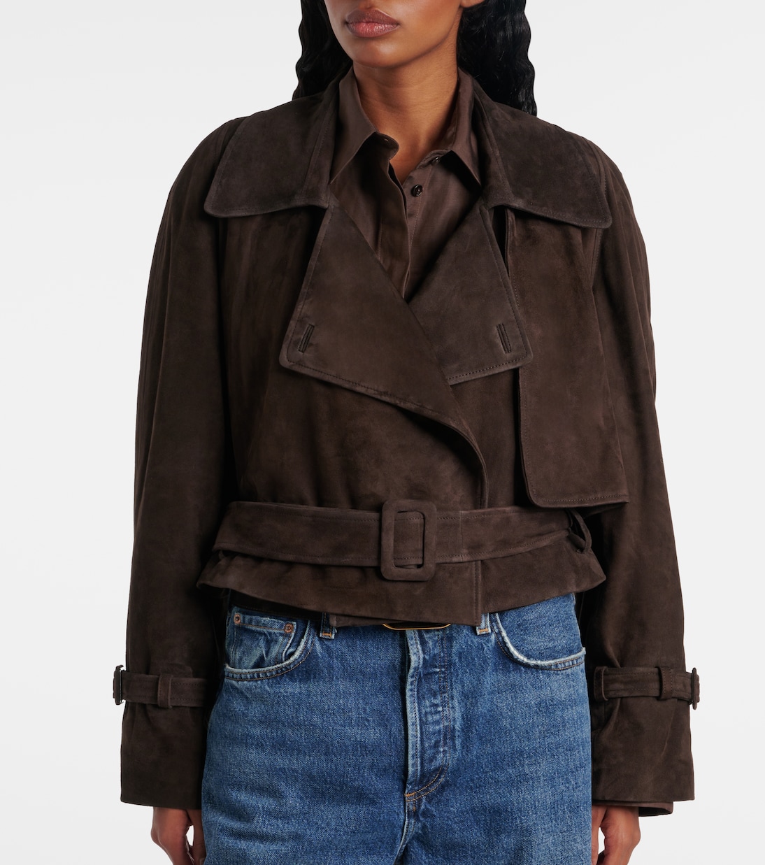 Giacca cropped Hatti in suede | Nour Hammour