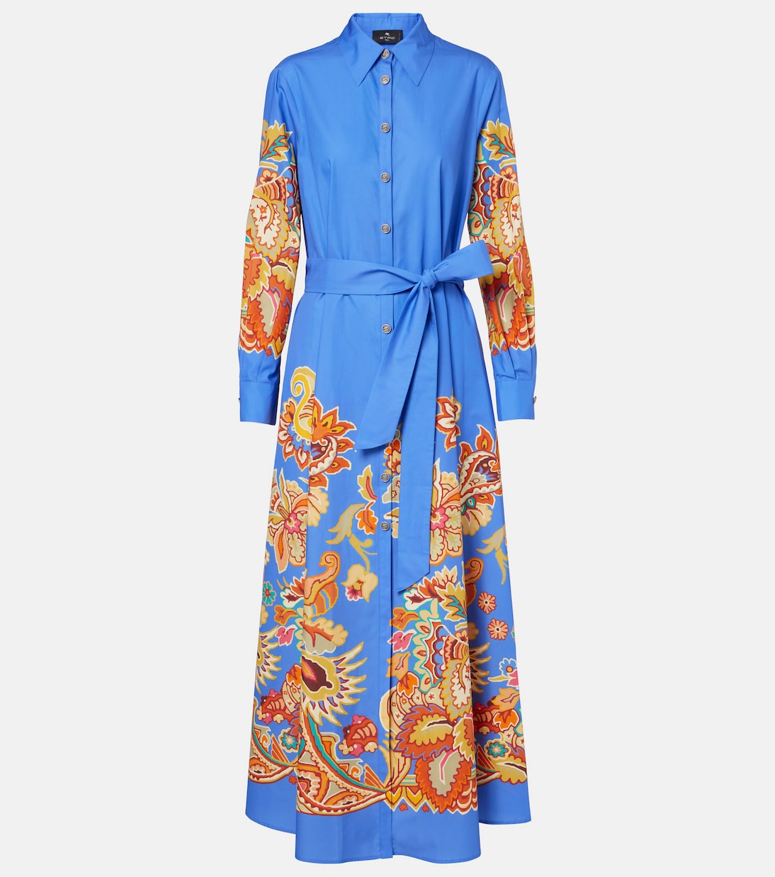 Vestido largo de algodón con cinturón | Etro