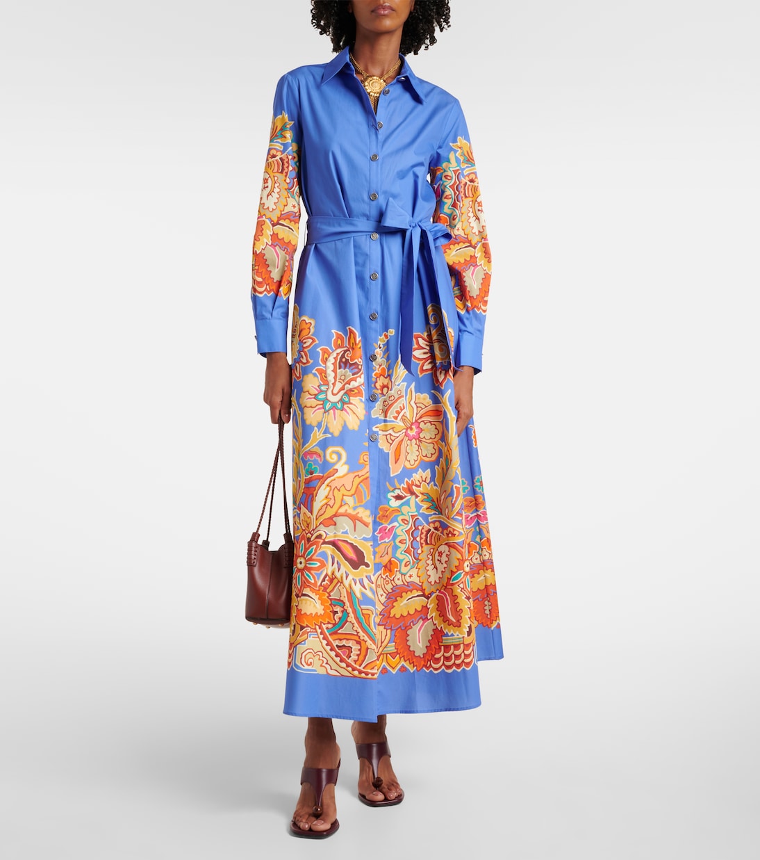 Vestido largo de algodón con cinturón | Etro