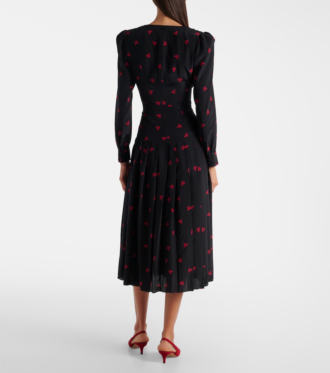 Bow-detail printed silk midi dress | Alessandra Rich