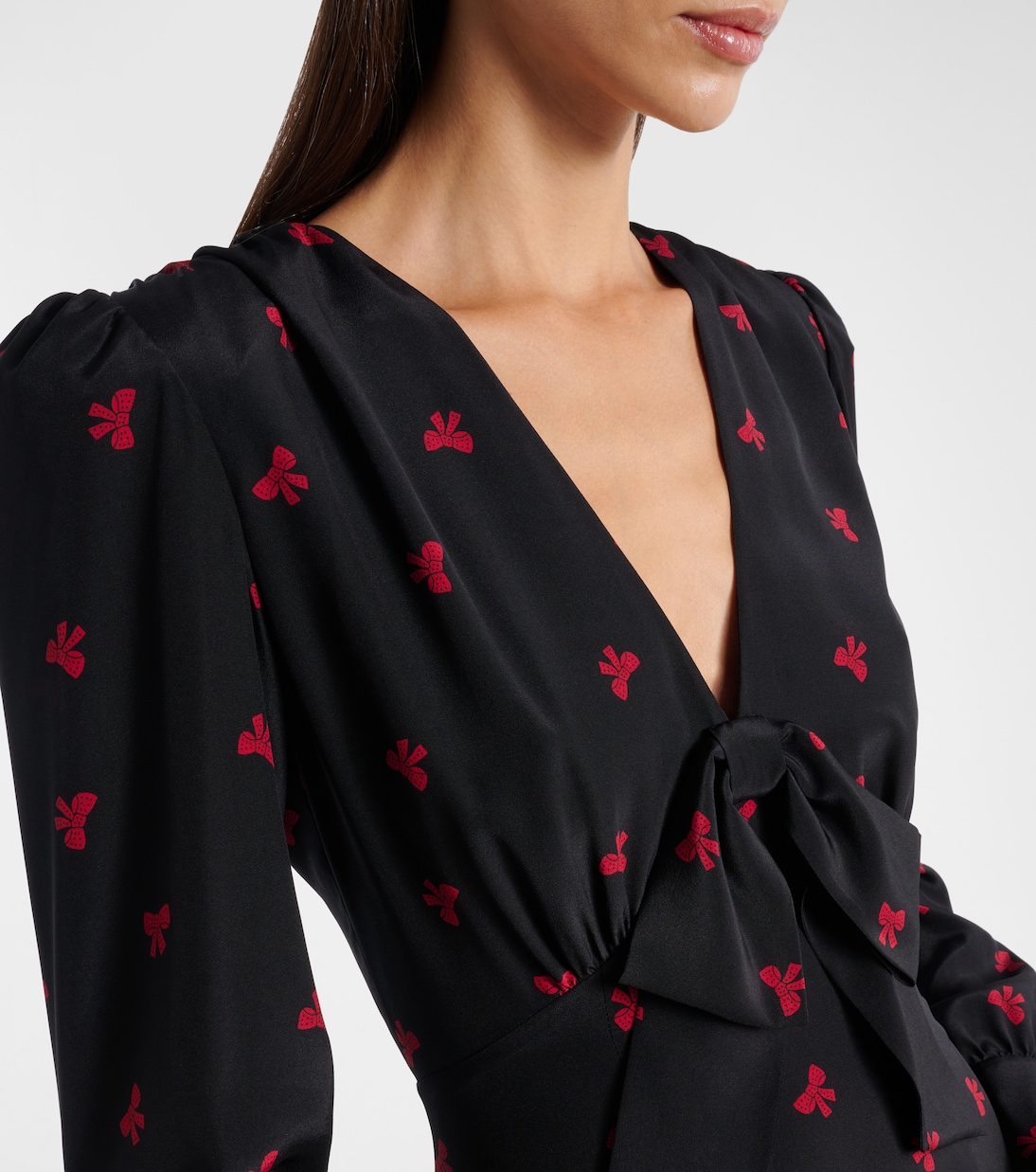 Bow-detail printed silk midi dress | Alessandra Rich