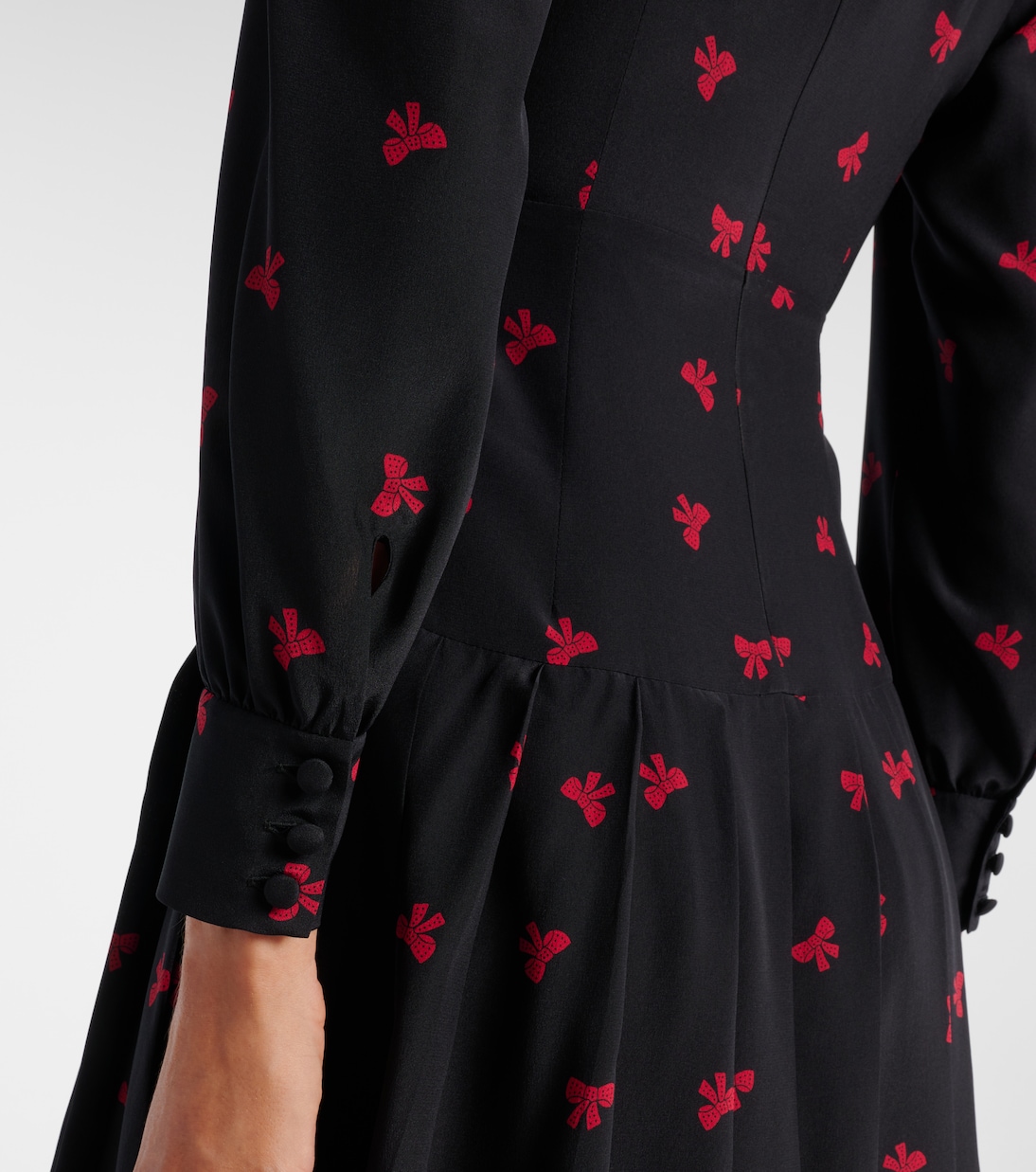 Bow-detail printed silk midi dress | Alessandra Rich