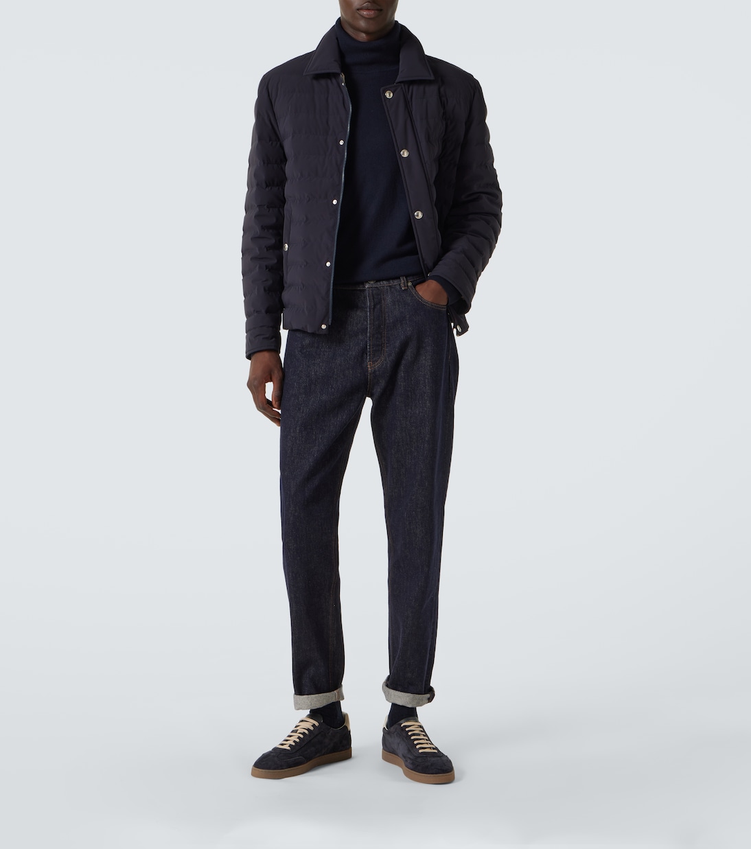 Leather-trimmed suede sneakers | Brunello Cucinelli