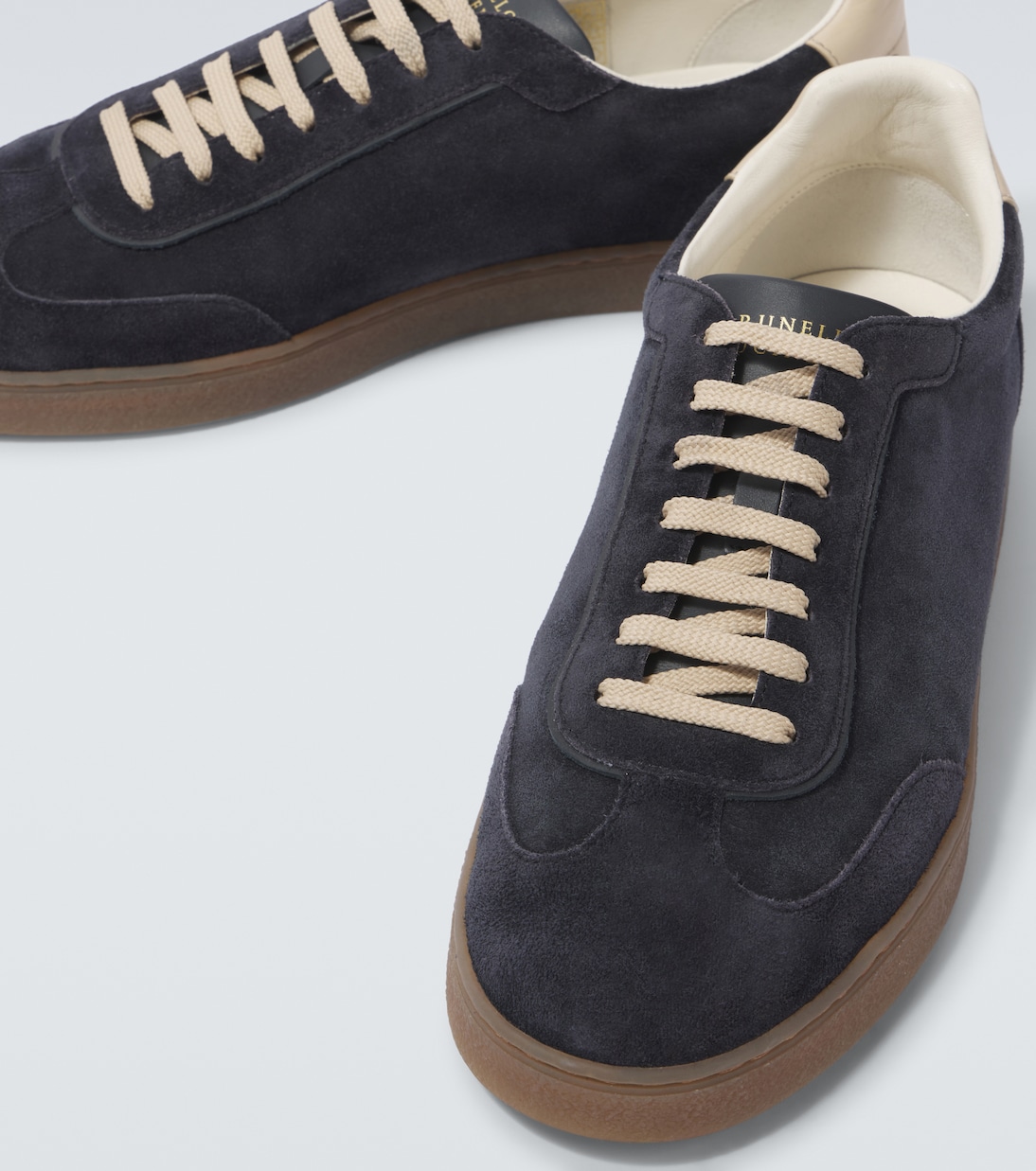 Leather-trimmed suede sneakers | Brunello Cucinelli