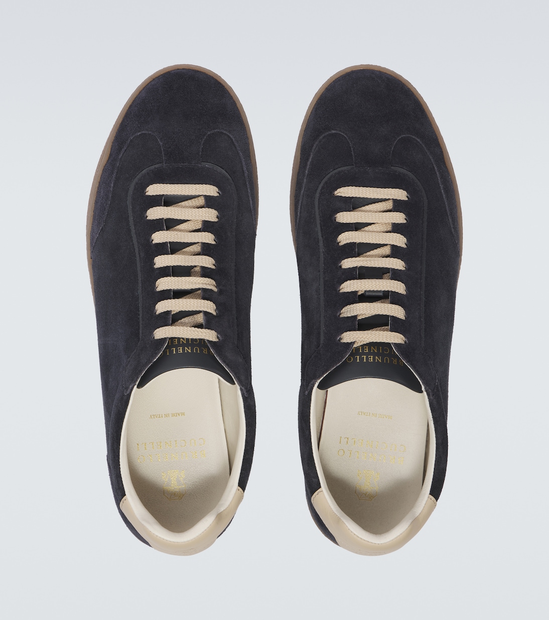 Leather-trimmed suede sneakers | Brunello Cucinelli