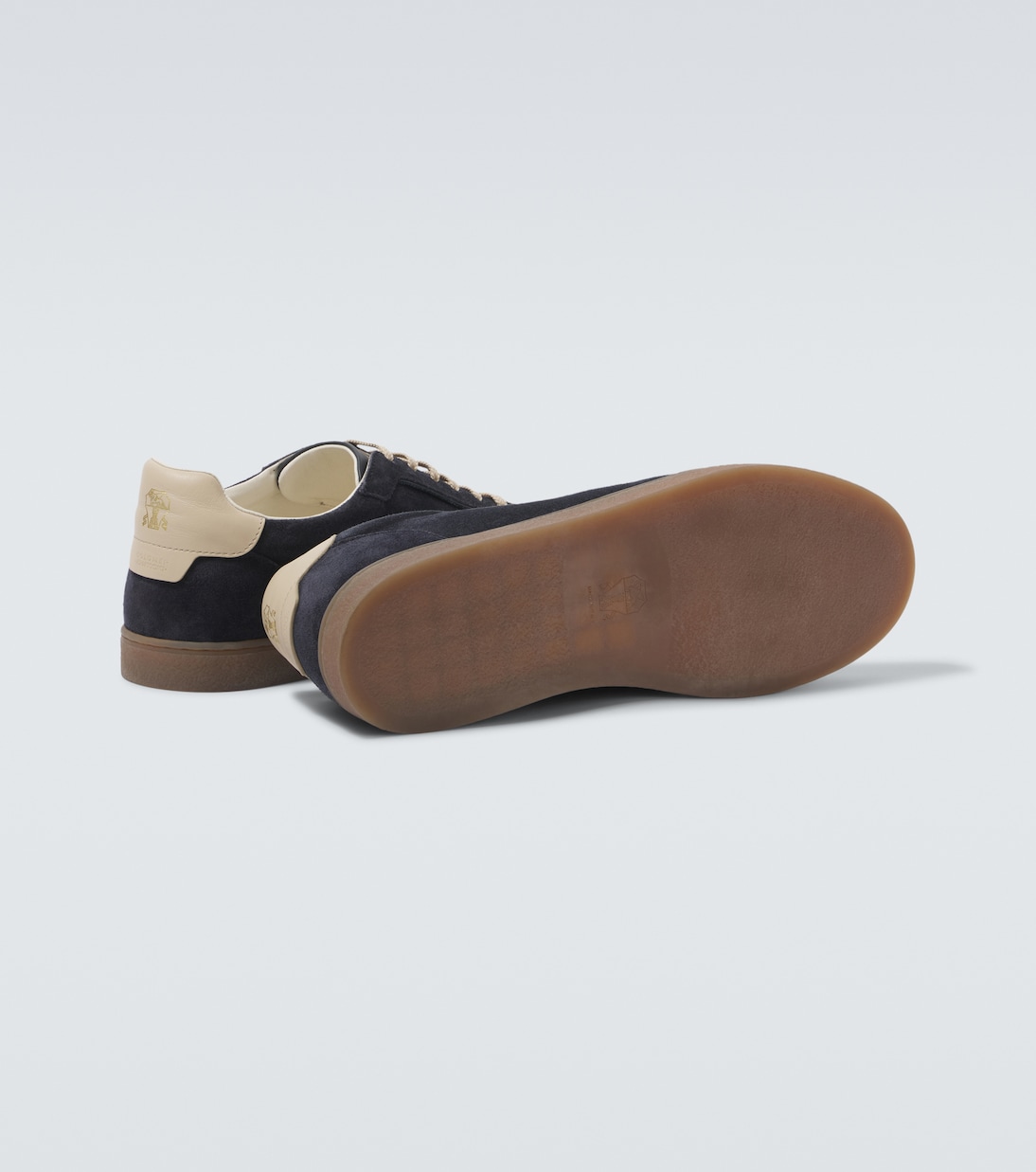 Leather-trimmed suede sneakers | Brunello Cucinelli