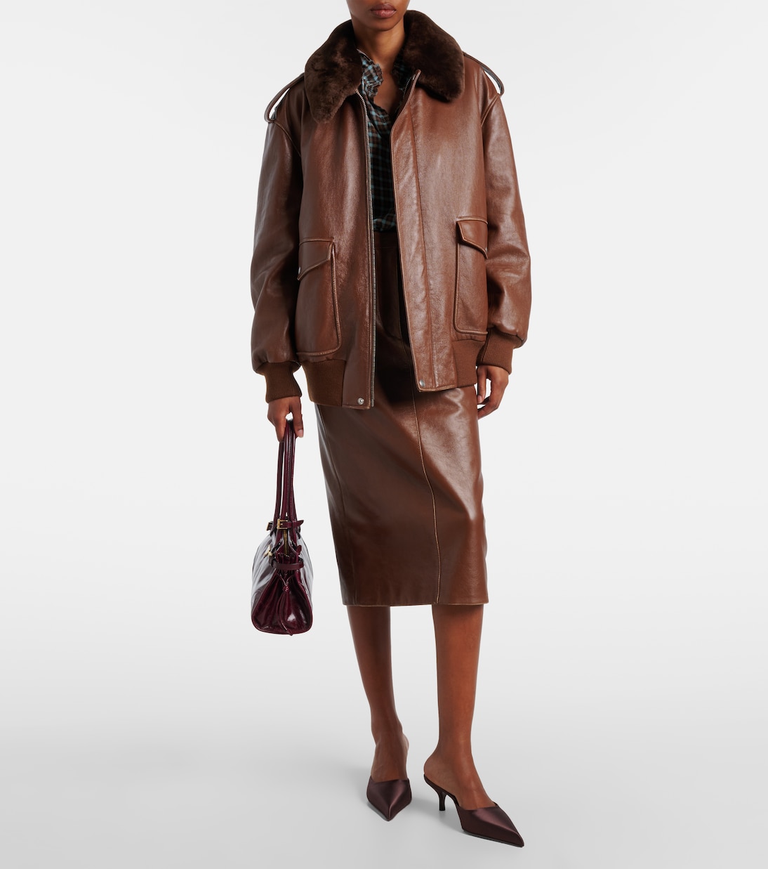 Lederjacke mit Shearling | Prada
