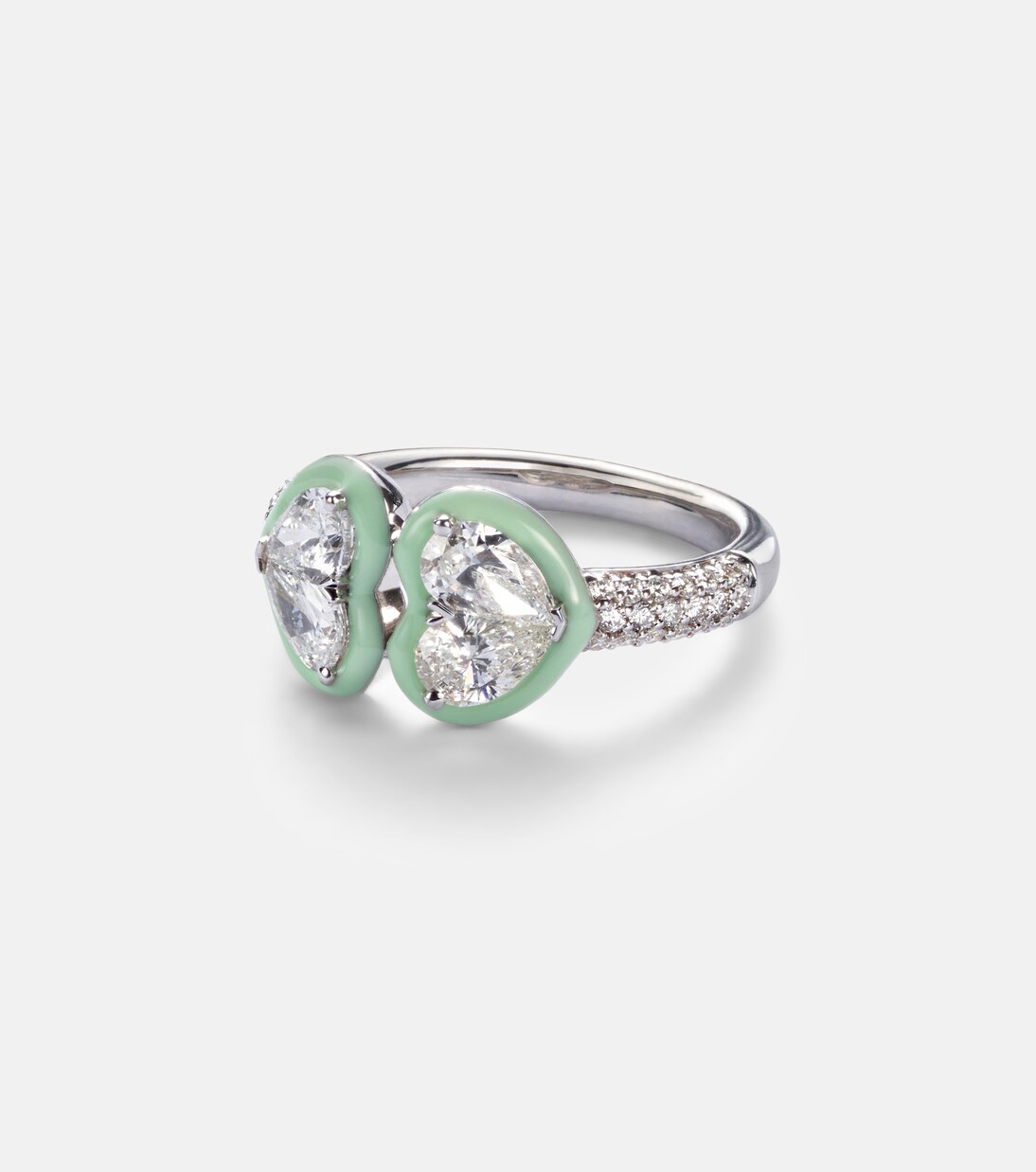 18kt white gold and enamel ring with diamonds  | Kamyen