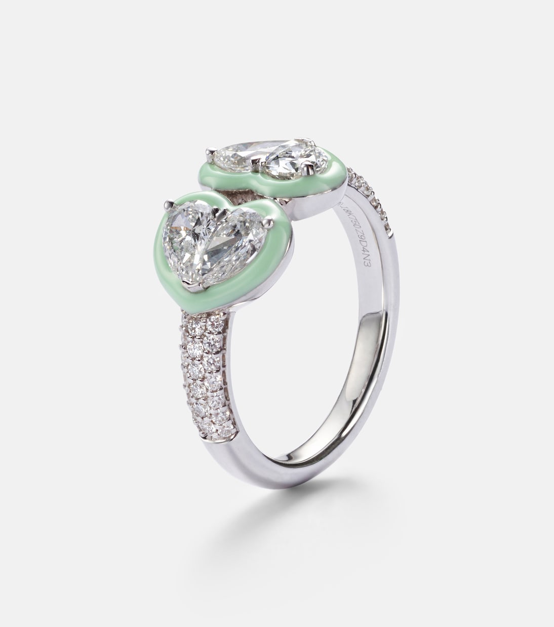 18kt white gold and enamel ring with diamonds  | Kamyen