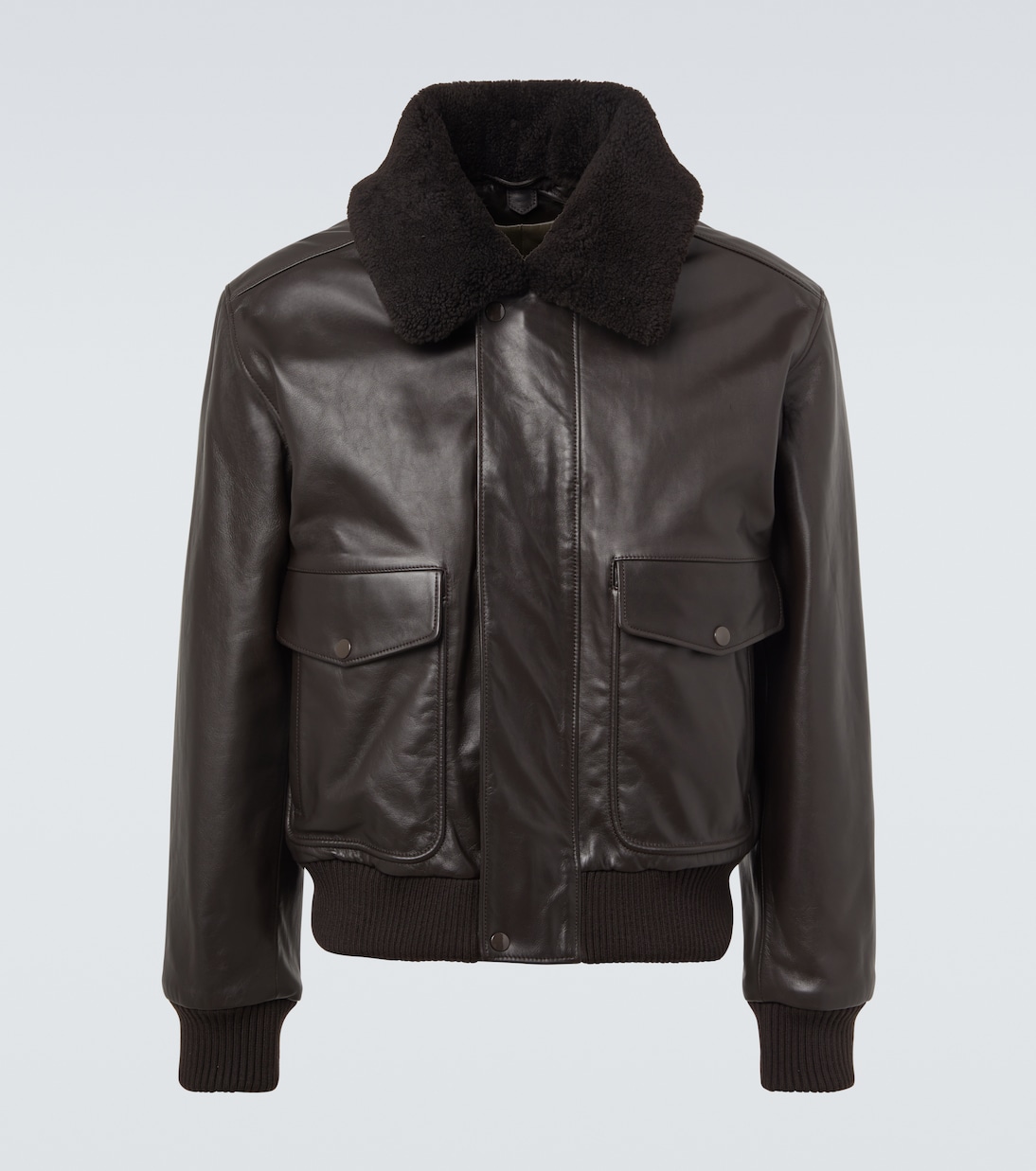Shearling-trimmed leather blouson jacket | Lemaire