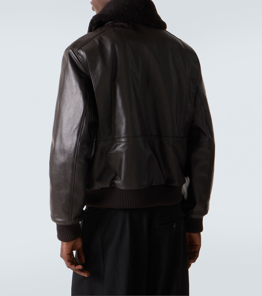 Shearling-trimmed leather blouson jacket | Lemaire