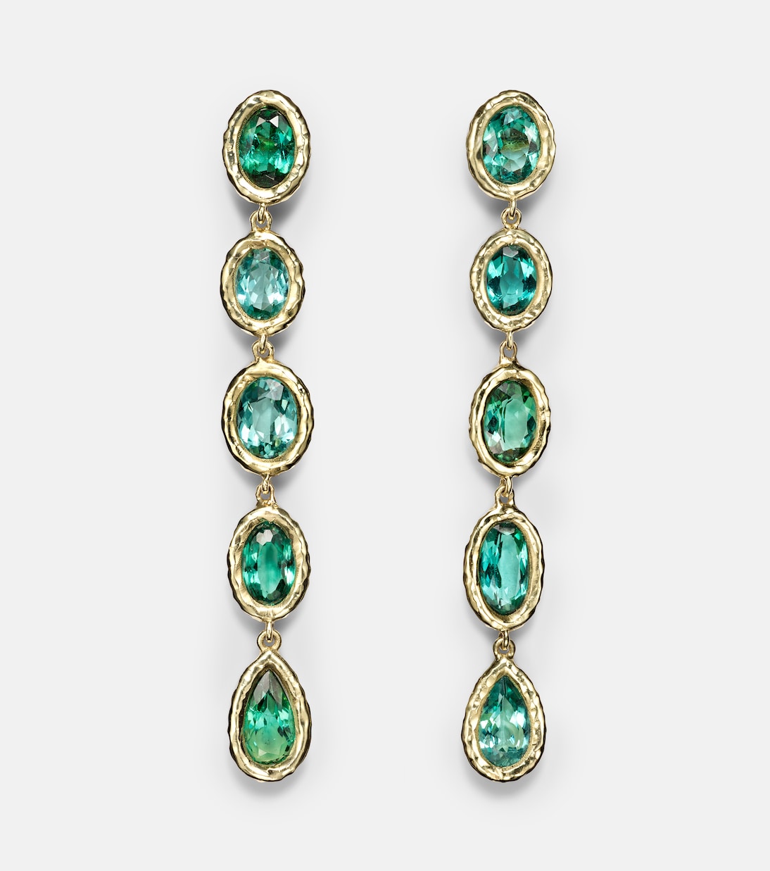 Mix and Match 18kt gold drop earrings with blue tourmalines | Octavia Elizabeth