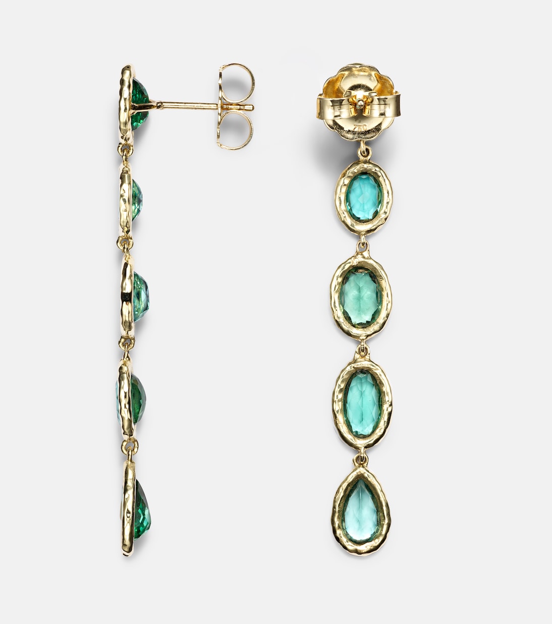 Mix and Match 18kt gold drop earrings with blue tourmalines | Octavia Elizabeth