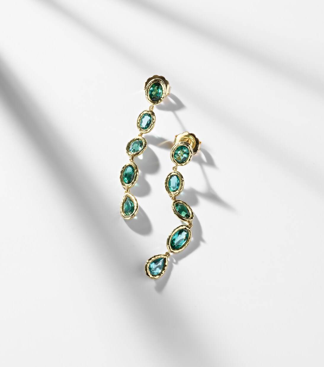 Mix and Match 18kt gold drop earrings with blue tourmalines | Octavia Elizabeth