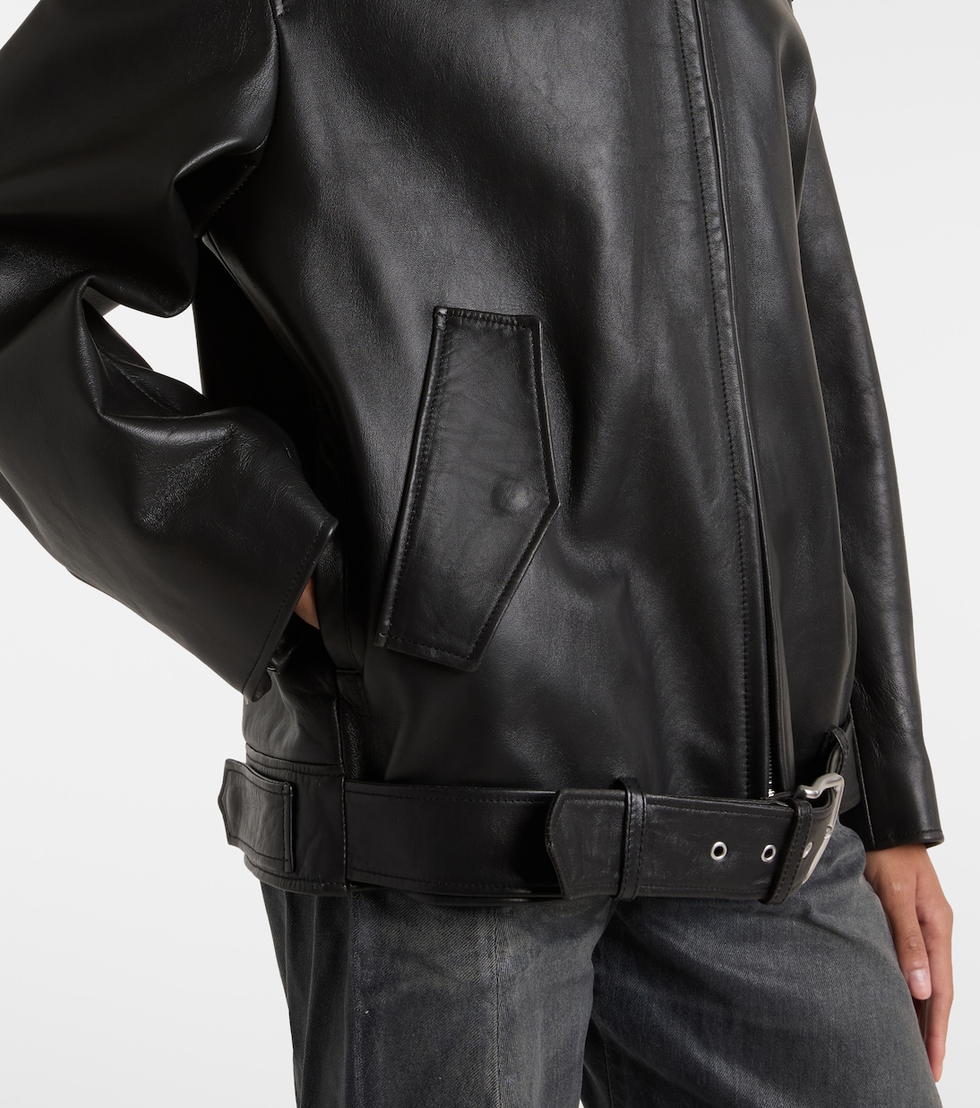 Oversized leather biker jacket | Acne Studios