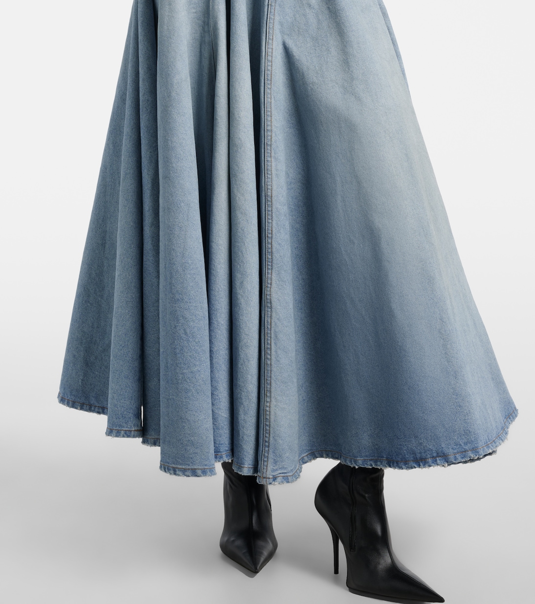 Falda midi en denim plisada | Balenciaga