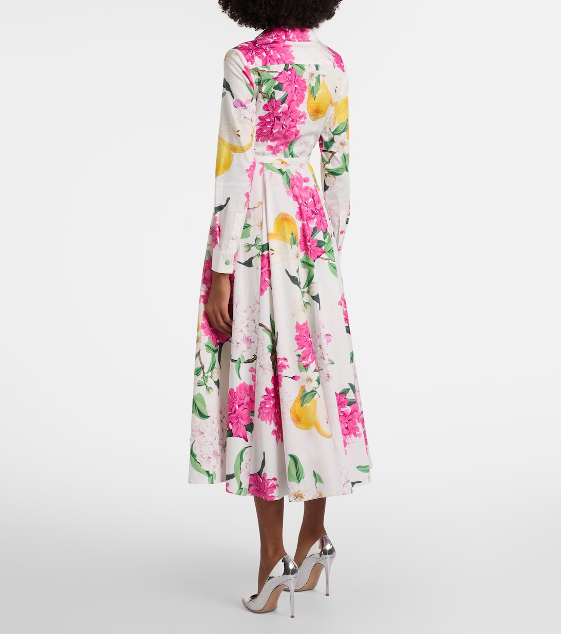 Zara belted printed cotton midi dress | Leo Lin