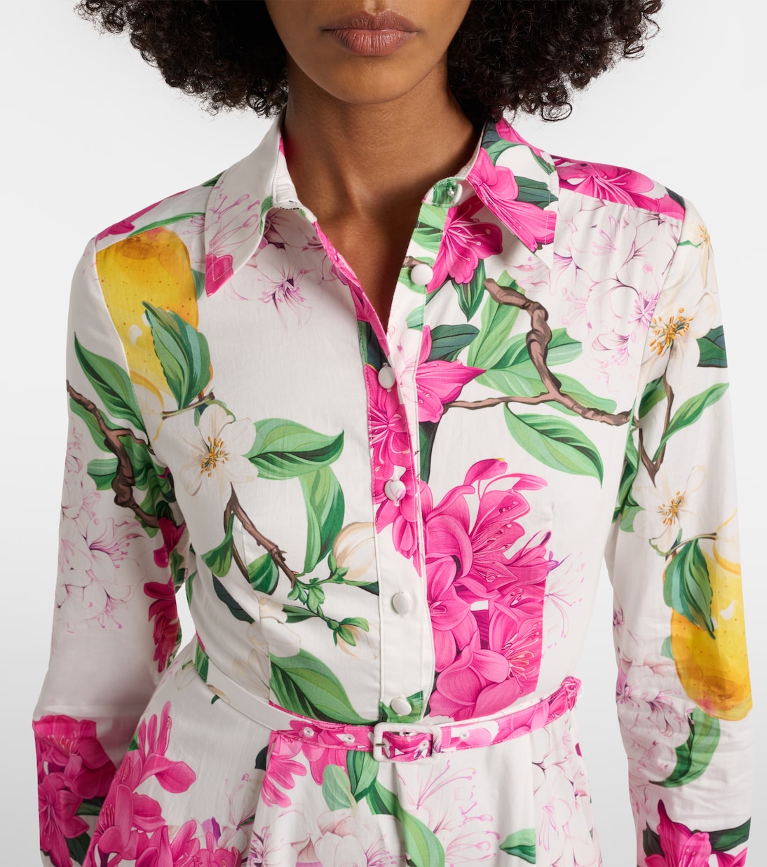 Zara belted printed cotton midi dress | Leo Lin