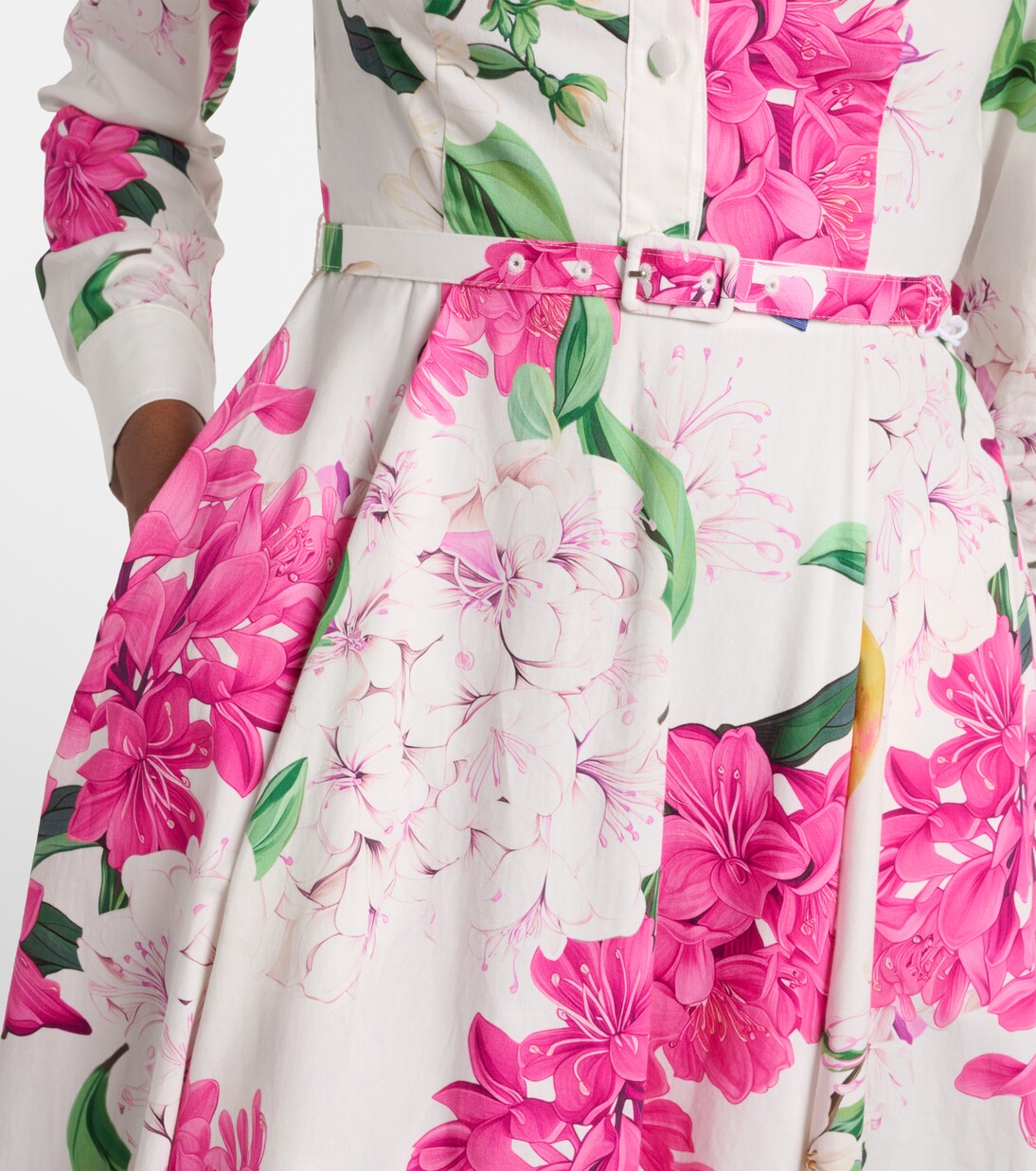 Zara belted printed cotton midi dress | Leo Lin