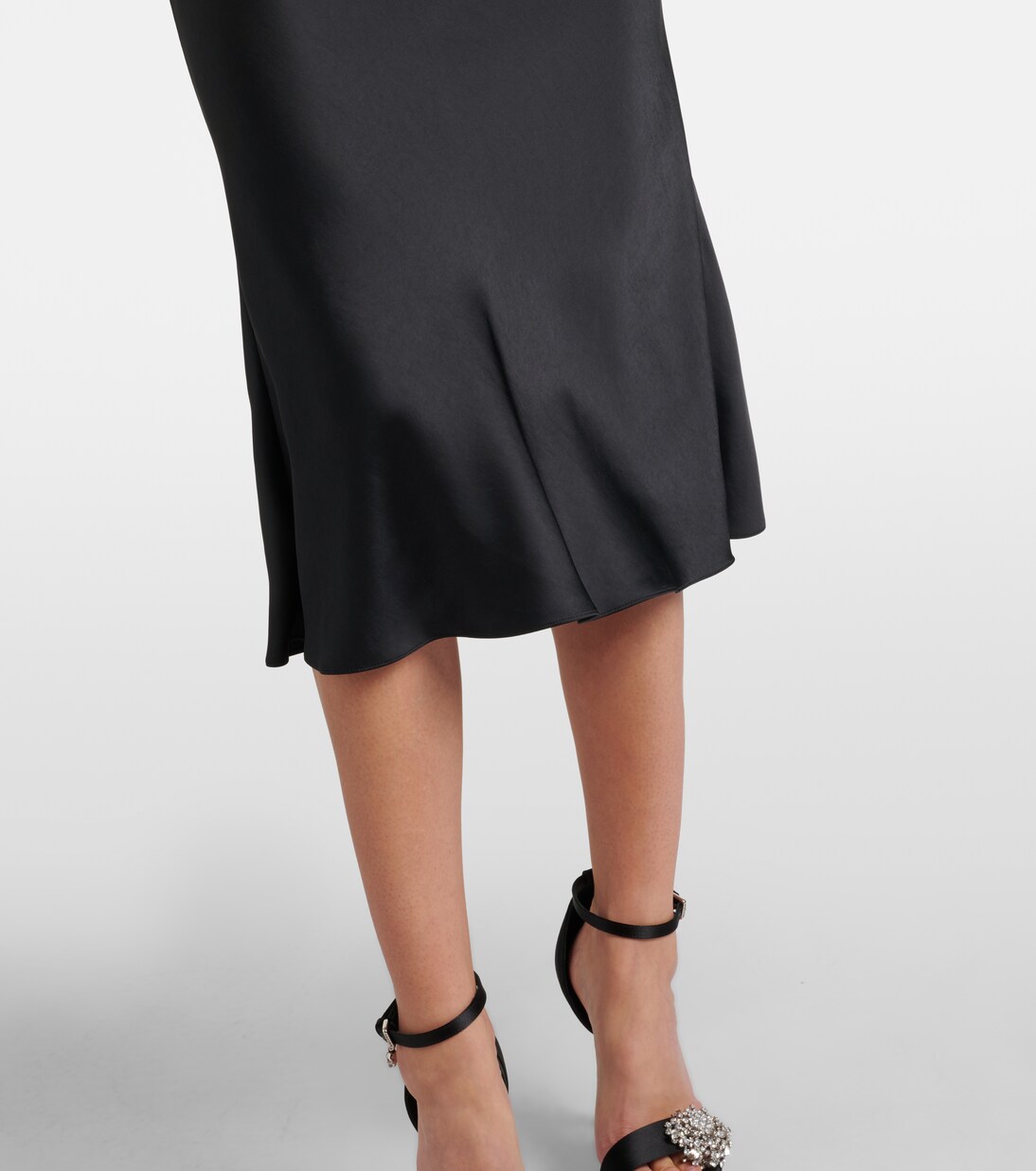 Off-Shoulder-Midikleid aus Satin | McQueen