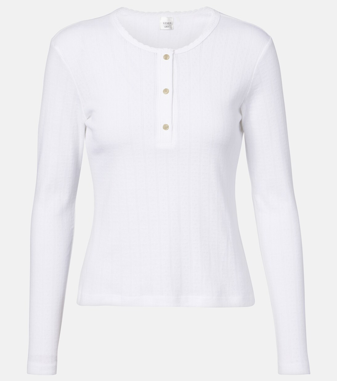 Pointelle cotton Henley shirt | Leset