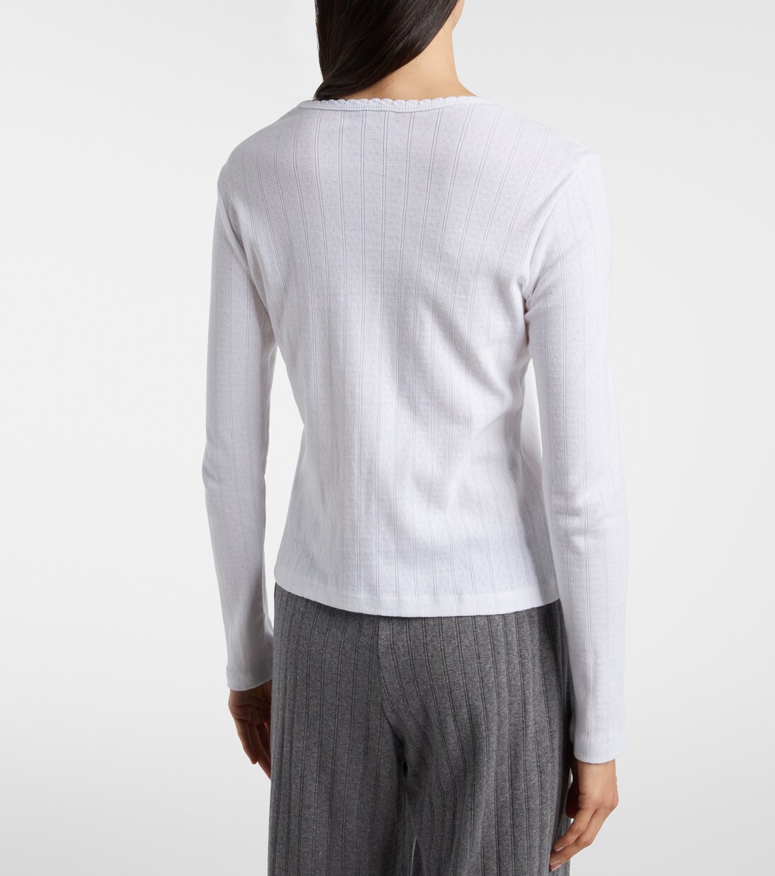 Pointelle cotton Henley shirt | Leset