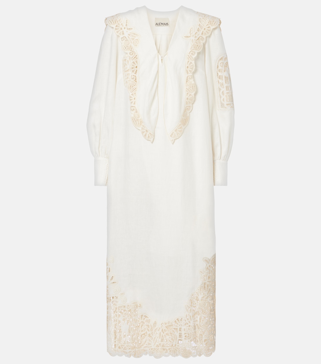 x LRNCE Rosemary embroidered linen midi dress | Alémais
