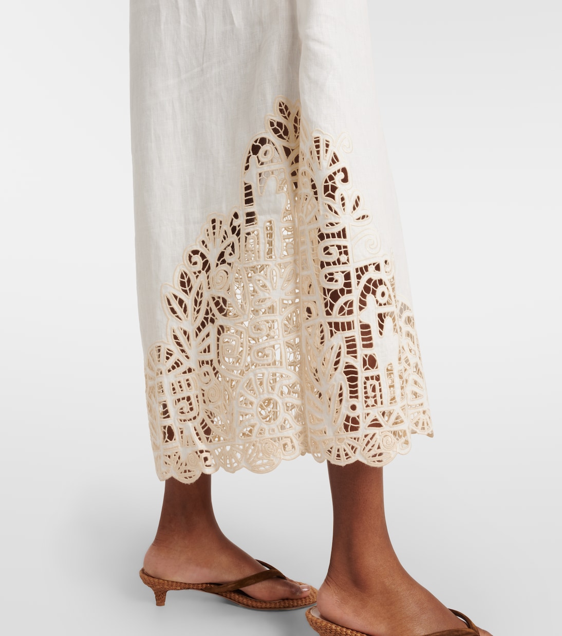 x LRNCE Rosemary embroidered linen midi dress | Alémais