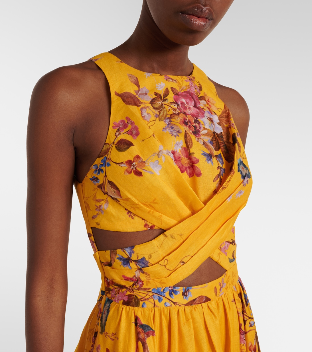 Robe midi Patience en lin à fleurs | Zimmermann