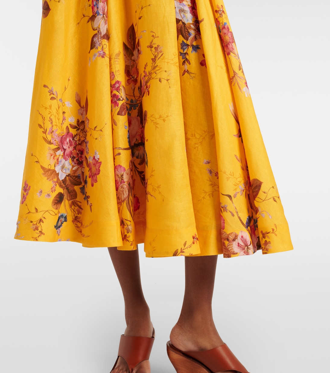 Robe midi Patience en lin à fleurs | Zimmermann
