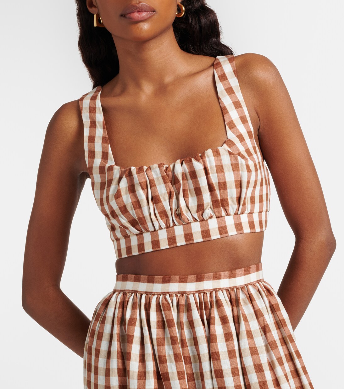 Ida gingham linen crop top | Faithfull