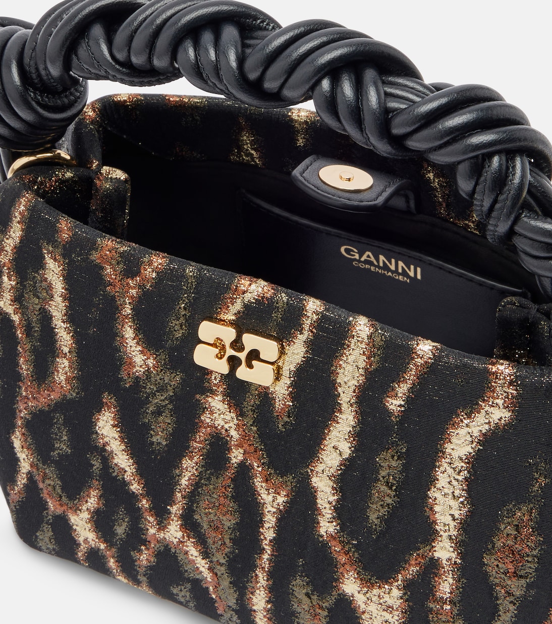 Bou Mini leopard-print cloqué top-handle bag | Ganni