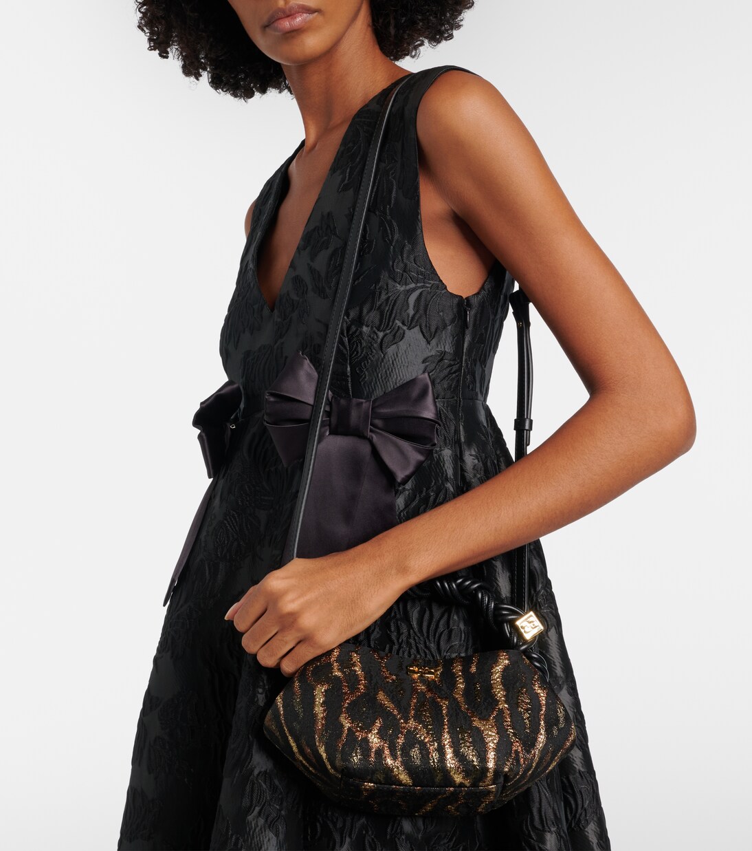 Bou Mini leopard-print cloqué top-handle bag | Ganni