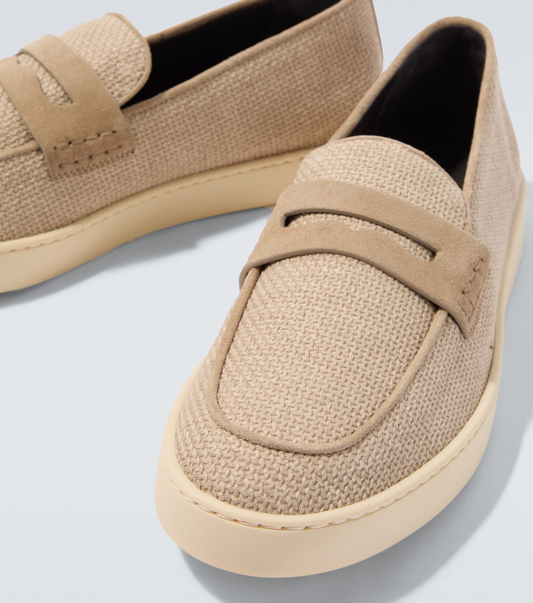 Woven suede-trimmed penny loafers | Canali