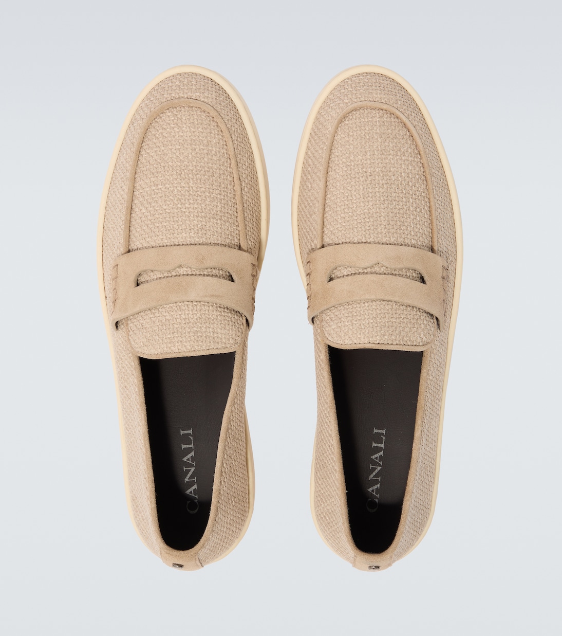 Woven suede-trimmed penny loafers | Canali