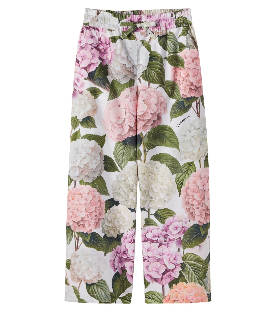 Floral cotton poplin wide-leg pants | Dolce&Gabbana Kids