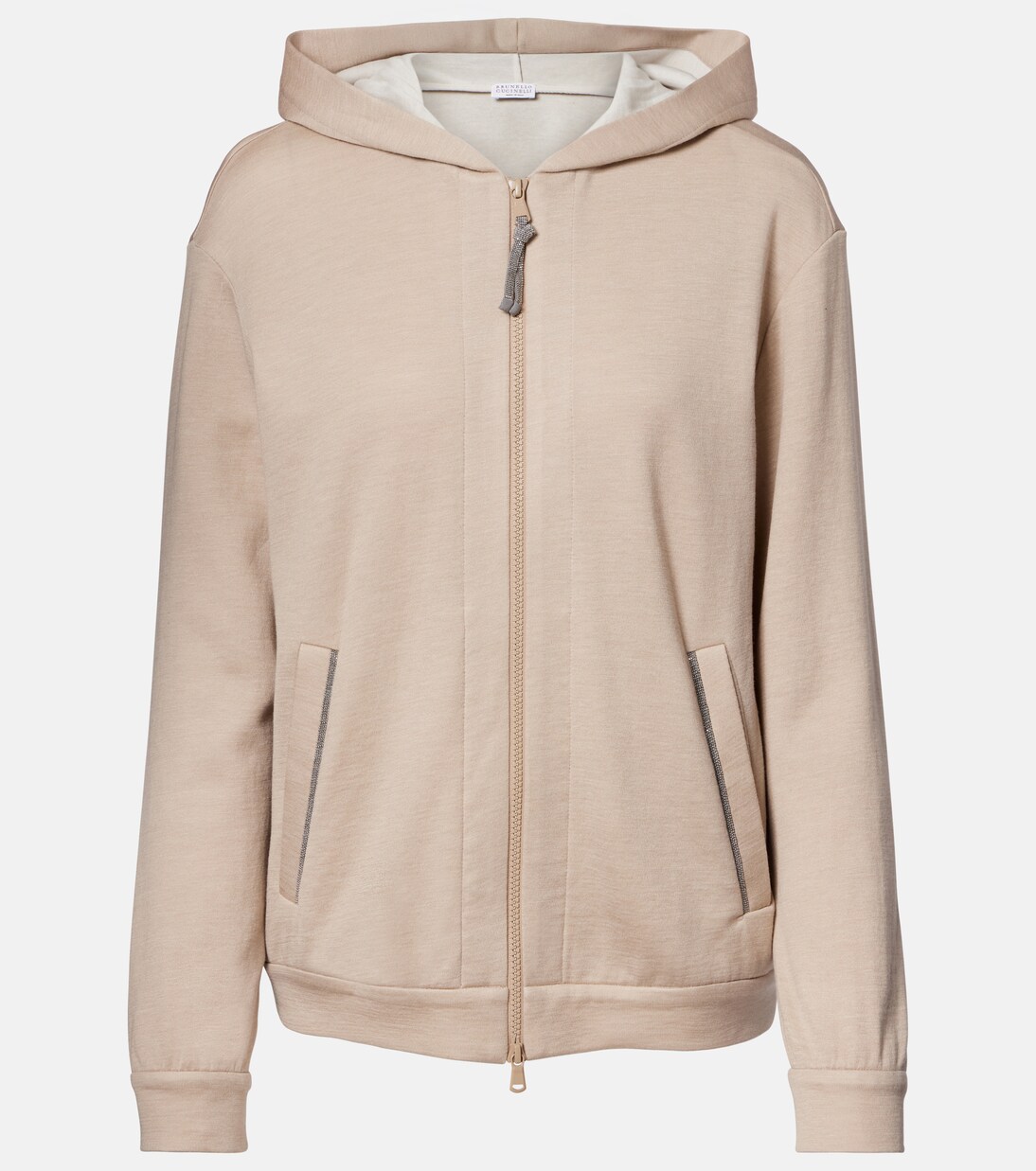 Monili cotton and silk-blend hoodie | Brunello Cucinelli