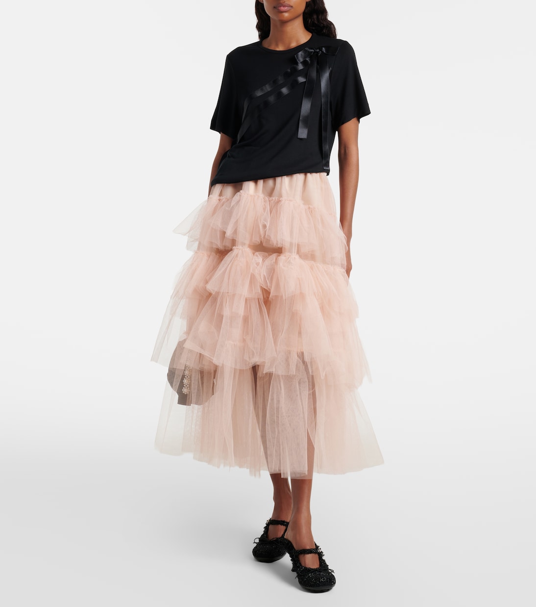 Bow-detail jersey T-shirt | Simone Rocha