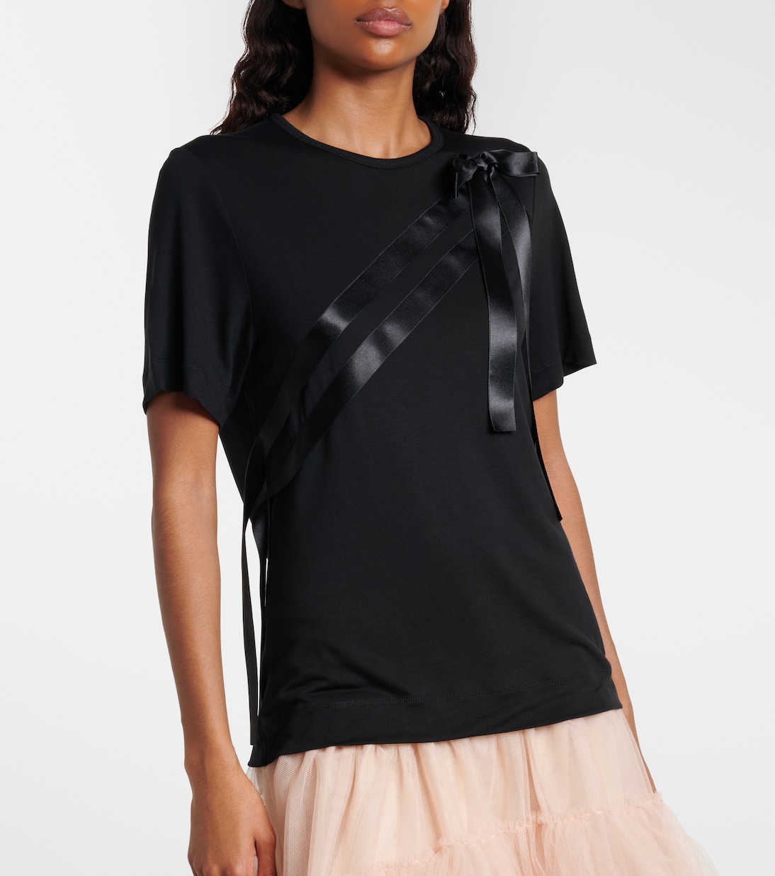 Bow-detail jersey T-shirt | Simone Rocha