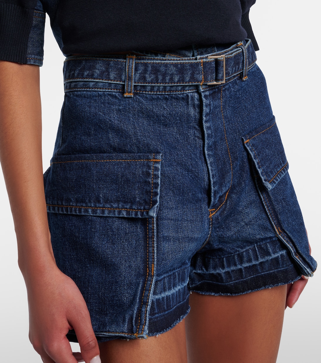 Belted denim shorts | Sacai