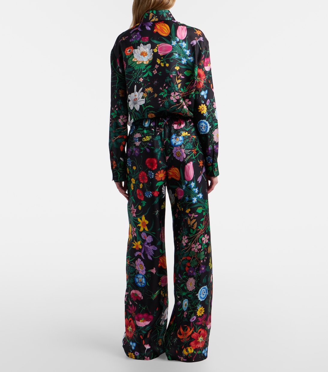 Floral silk twill wide-leg pants | Gucci