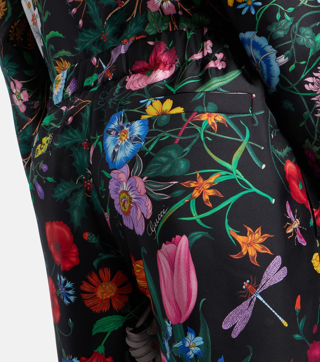 Floral silk twill wide-leg pants | Gucci