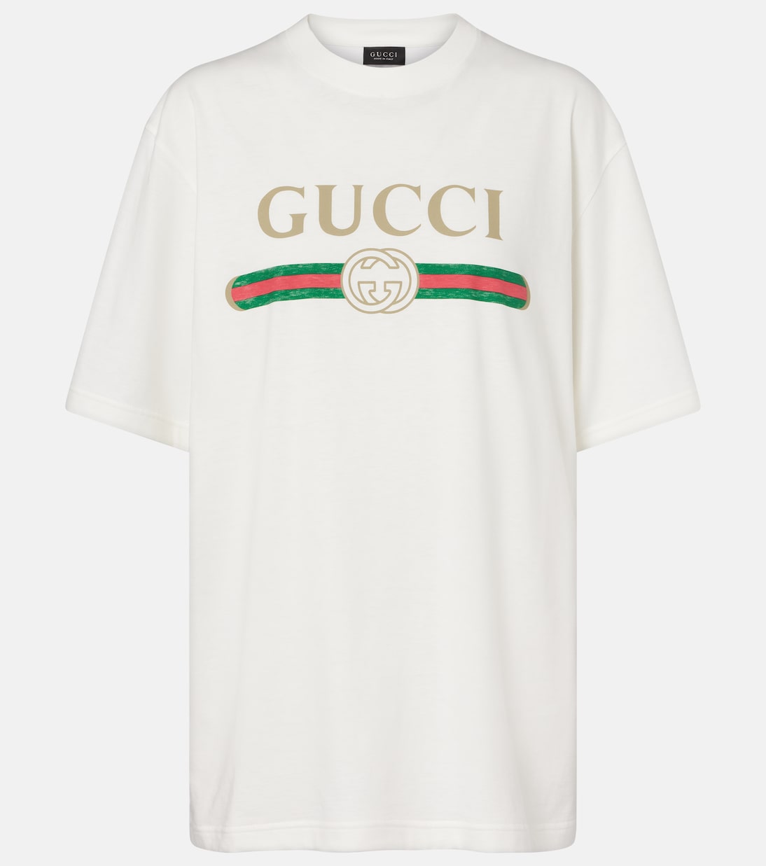 Logo cotton jersey and silk T-shirt | Gucci