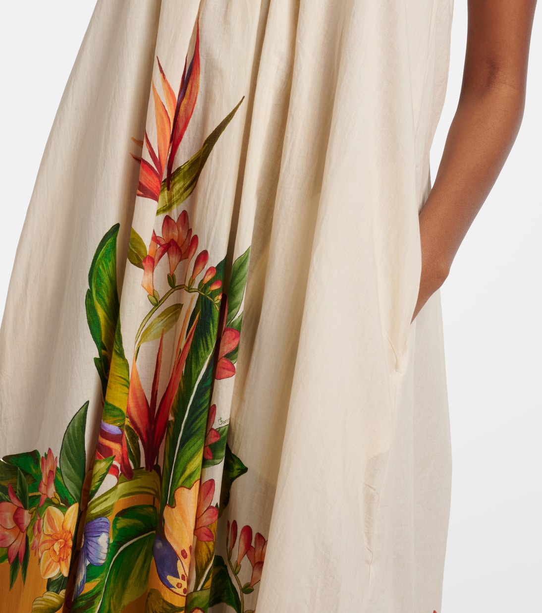 Hilo Stripes beaded floral cotton maxi dress | Farm Rio