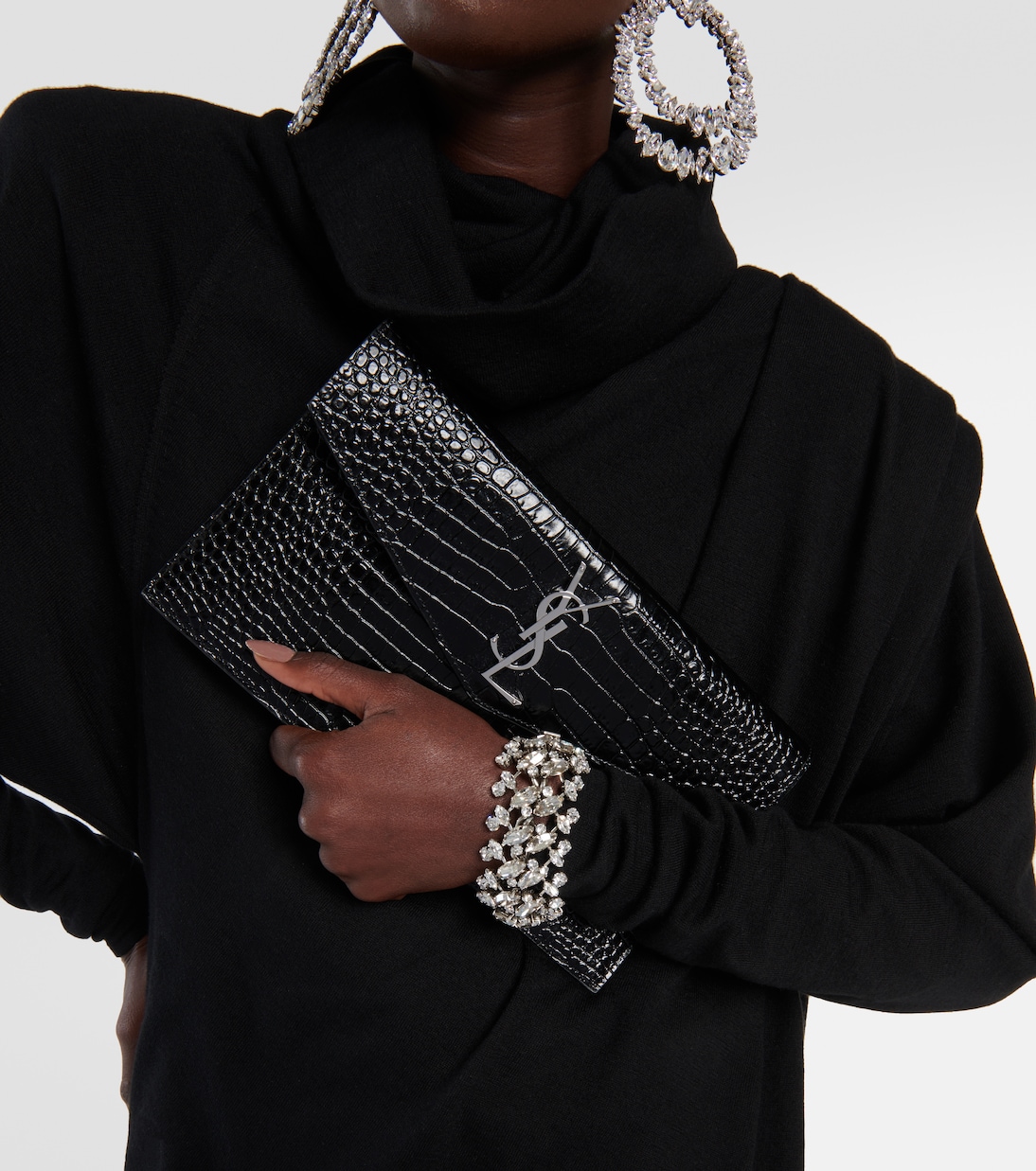 Uptown embossed leather clutch | Saint Laurent