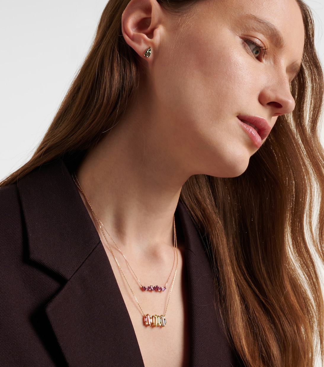 Collana Frenesia in oro 14kt con rodolite e diamanti, design esclusivo SUZANNE KALAN per giovani alla moda