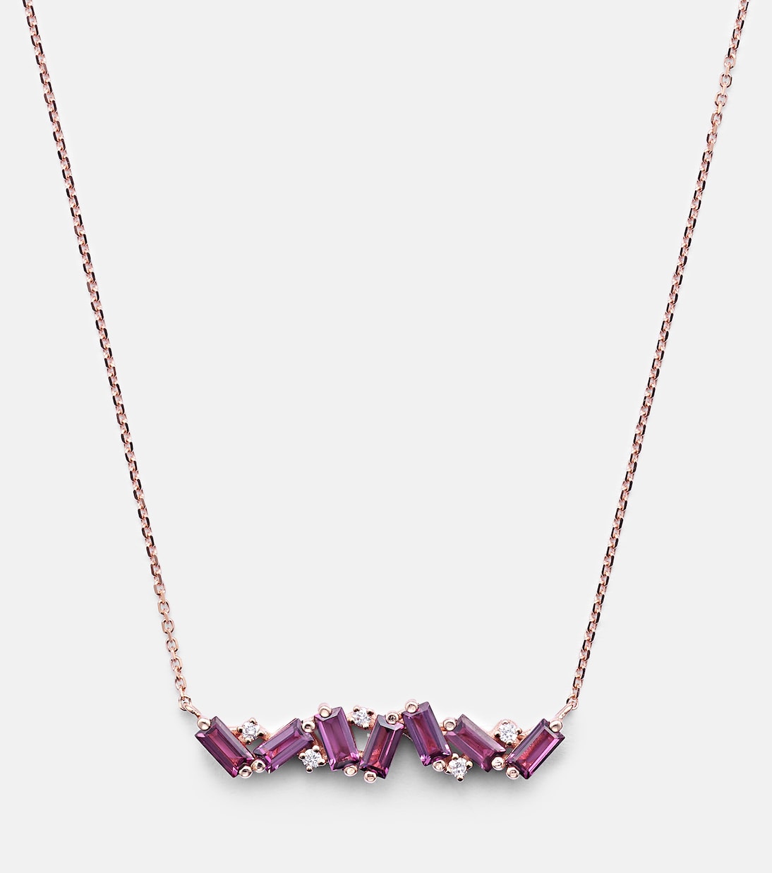 Collana Frenesia in oro 14kt con rodolite e diamanti, design esclusivo SUZANNE KALAN per giovani alla moda