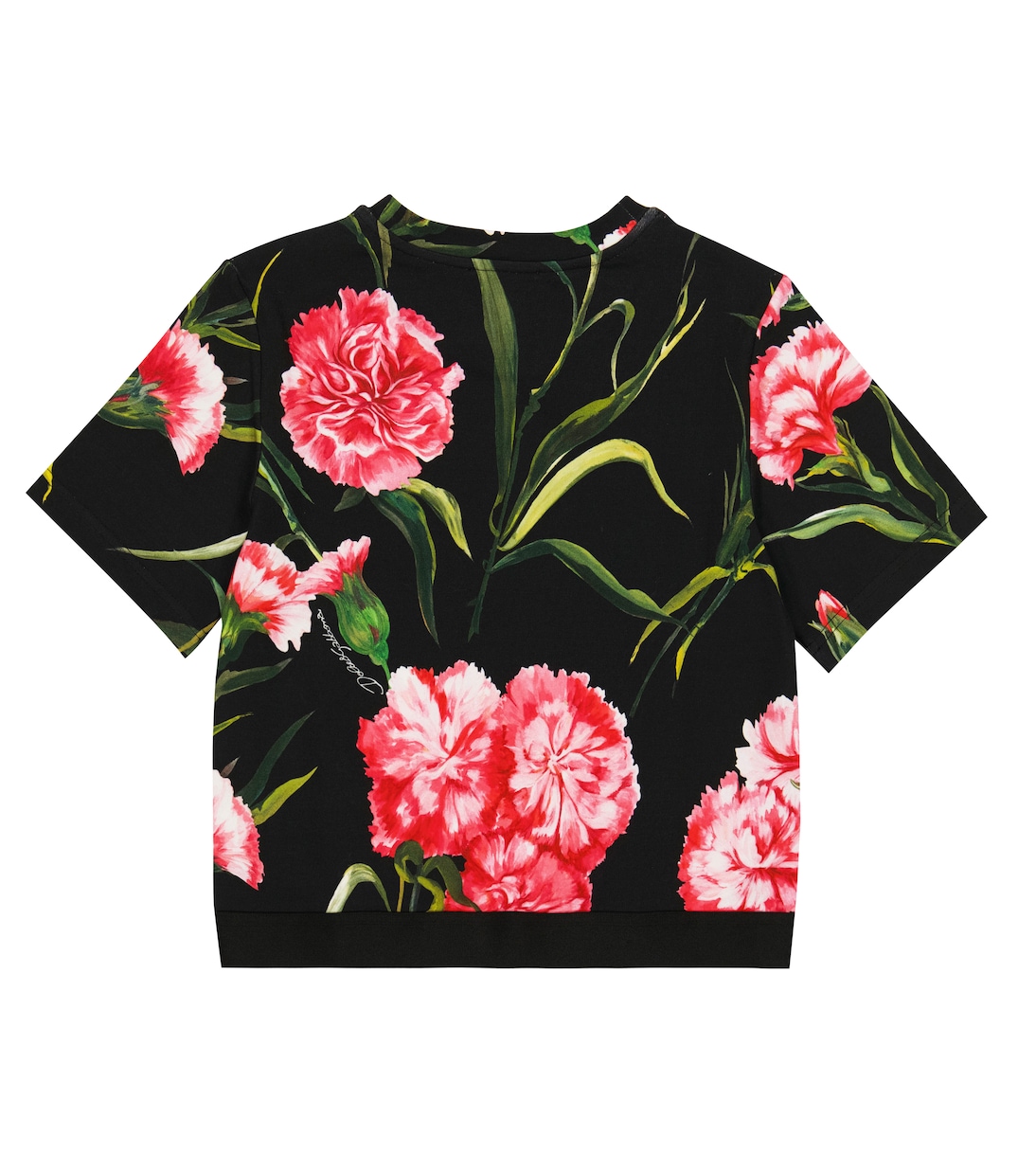 T-shirt en coton mélangé à logo et fleurs | Dolce&Gabbana Kids